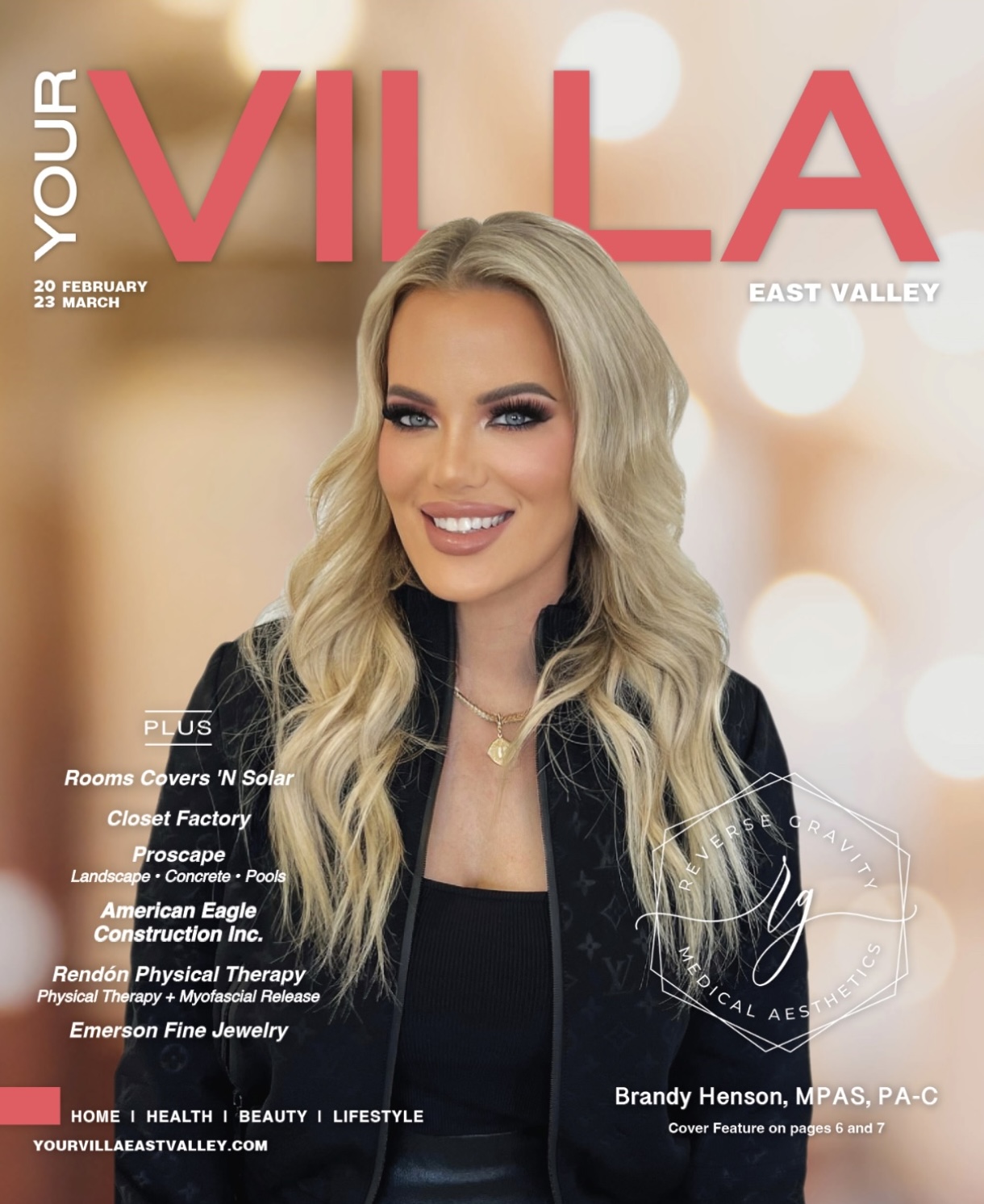 Brandy Henson on the Cover of "Your Villa East Valley" Magazine, February-March 2023